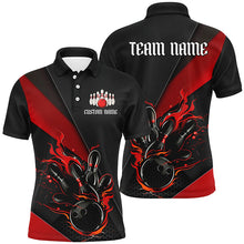 Load image into Gallery viewer, Black And Red Custom Name Bowling Tournament Jerseys For Men And Women, Bowling Team Shirts IPHW6185