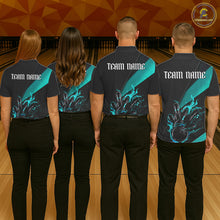 Load image into Gallery viewer, Black And Blue Custom Name Bowling Tournament Jerseys For Men And Women, Bowling Team Shirts IPHW6186