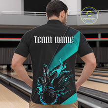 Load image into Gallery viewer, Black And Blue Custom Name Bowling Tournament Jerseys For Men And Women, Bowling Team Shirts IPHW6186