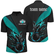 Load image into Gallery viewer, Black And Blue Custom Name Bowling Tournament Jerseys For Men And Women, Bowling Team Shirts IPHW6186