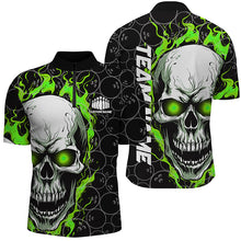 Load image into Gallery viewer, Custom Skull Bowling Quarter-Zip Shirt For Men,Flame Bowler Jerseys  5008IPHW