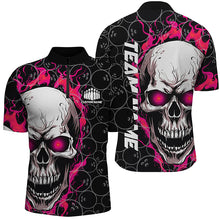 Load image into Gallery viewer, Custom Skull Bowling Quarter-Zip Shirt For Men,Flame Bowler Jerseys  5008IPHW