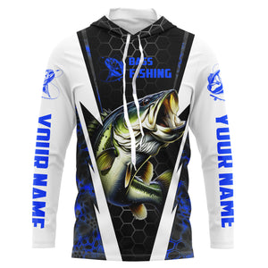 Personalized Bass Fishing jerseys, Bass Fishing Long Sleeve Fishing tournament shirts | blue camo IPHW3517