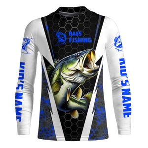 Personalized Bass Fishing jerseys, Bass Fishing Long Sleeve Fishing tournament shirts | blue camo IPHW3517