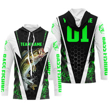 Load image into Gallery viewer, Personalized Bass Fishing Sport Jerseys, Bass Fishing Long Sleeve Tournament Shirts | Green Camo IPHW4575