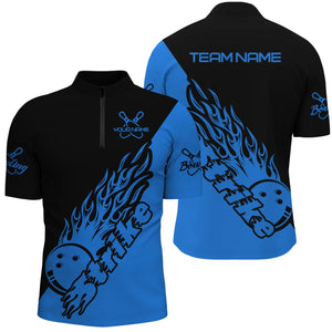 Custom Bowling Shirts For Men, Bowling Team Shirts Bowling Strike | Black And Blue IPHW5167