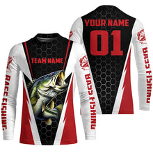 Load image into Gallery viewer, Personalized Bass Fishing Sport Jerseys, Bass Fishing Long Sleeve Tournament Shirts |Red IPHW3742