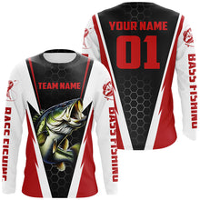 Load image into Gallery viewer, Personalized Bass Fishing Sport Jerseys, Bass Fishing Long Sleeve Tournament Shirts |Red IPHW3742