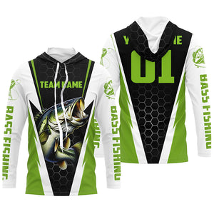 Personalized Bass Fishing Sport Jerseys, Bass Fishing Long Sleeve Tournament Shirts |Green IPHW3743