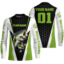 Load image into Gallery viewer, Personalized Bass Fishing Sport Jerseys, Bass Fishing Long Sleeve Tournament Shirts |Green IPHW3743