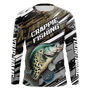 Crappie Fishing Camo Long Sleeve Fishing Shirts, Custom Crappie Tournament Fishing Jerseys IPHW5953