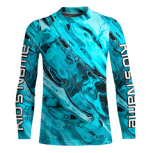 Load image into Gallery viewer, Blue Water Ripple Camo Custom Long Sleeve Performance Fishing Shirts, Uv Protection Fishing Jerseys IPHW5969