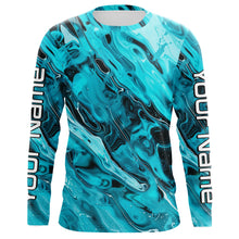 Load image into Gallery viewer, Blue Water Ripple Camo Custom Long Sleeve Performance Fishing Shirts, Uv Protection Fishing Jerseys IPHW5969