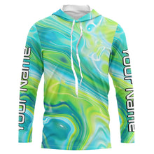 Load image into Gallery viewer, Blue And Green Water Ripple Camo Custom Uv Protection Long Sleeve Performance Fishing Shirts IPHW5971