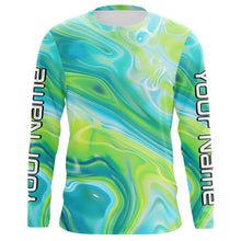 Load image into Gallery viewer, Blue And Green Water Ripple Camo Custom Uv Protection Long Sleeve Performance Fishing Shirts IPHW5971