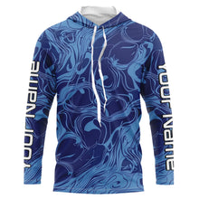 Load image into Gallery viewer, Water Pattern Camo Custom Long Sleeve Performance Fishing Shirts, Blue Camo Fishing Jerseys IPHW5973