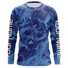 Load image into Gallery viewer, Water Pattern Camo Custom Long Sleeve Performance Fishing Shirts, Blue Camo Fishing Jerseys IPHW5973