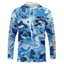Load image into Gallery viewer, Blue Water Camo Custom Long Sleeve Performance Fishing Shirts, Sun Protection Fishing Jerseys IPHW5975
