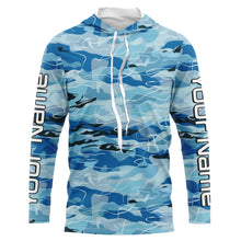 Load image into Gallery viewer, Blue Water Camo Custom Long Sleeve Performance Fishing Shirts, Sun Protection Fishing Jerseys IPHW5976