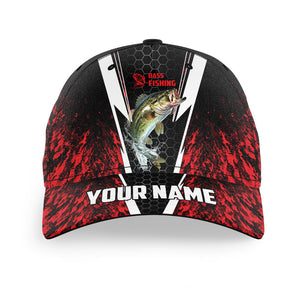 Personalized Largemouth Bass Tournament Fishing Hat, Bass Fishing Angler Cap | Red Camo IPHW4405