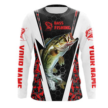 Load image into Gallery viewer, Personalized Bass Fishing Sport Jerseys, Bass Fishing Long Sleeve Tournament Shirts | Red Camo IPHW4407