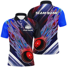 Load image into Gallery viewer, Red White And Blue Bowling Ball Flame Custom Bowling Team Shirts, Unisex Patriotic Bowling Jersey IPHW6260