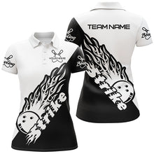 Load image into Gallery viewer, Custom Bowling Shirts For Women, Bowling Team Shirts Bowling Strike | Black And White IPHW5170