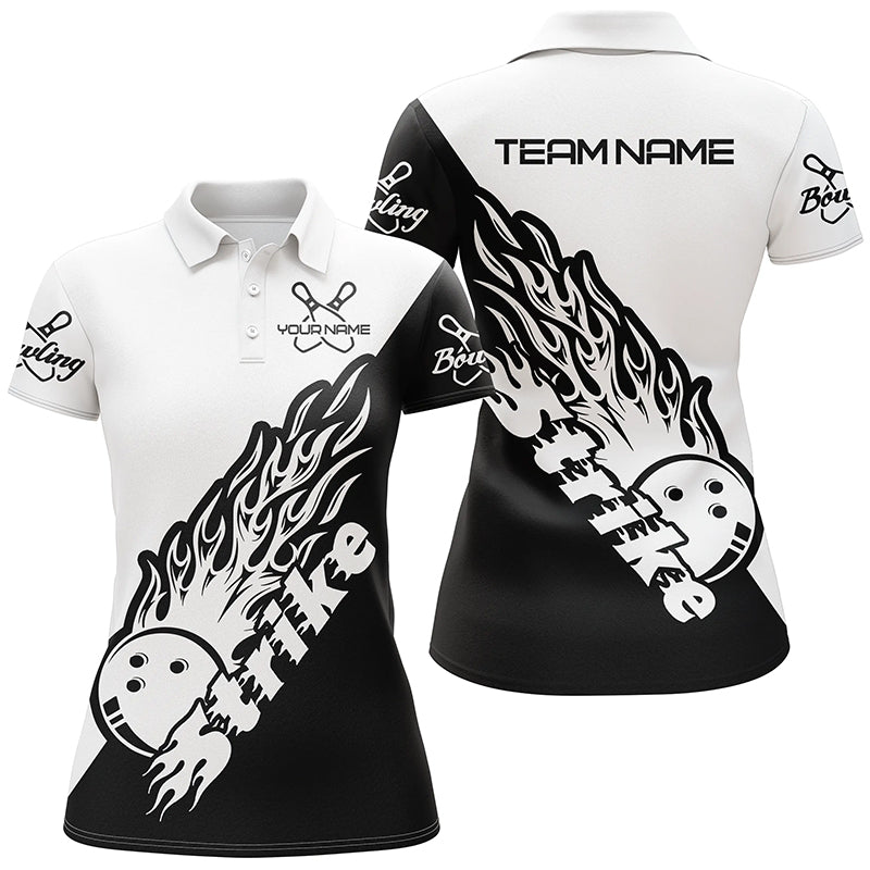 Custom Bowling Shirts For Women, Bowling Team Shirts Bowling Strike | Black And White IPHW5170