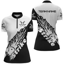 Load image into Gallery viewer, Custom Bowling Shirts For Women, Bowling Team Shirts Bowling Strike | Black And White IPHW5170