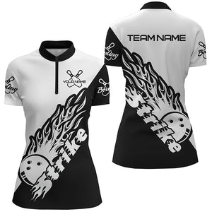 Custom Bowling Shirts For Women, Bowling Team Shirts Bowling Strike | Black And White IPHW5170