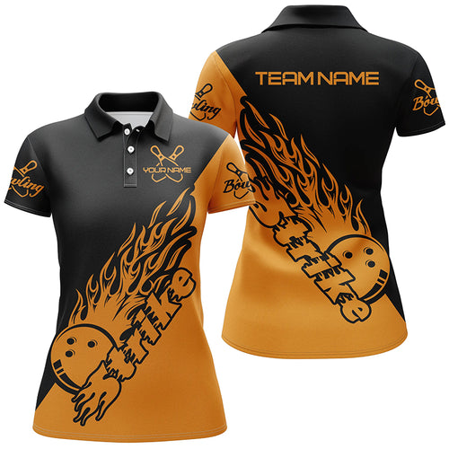 Custom Bowling Shirts For Women, Bowling Team Shirts Bowling Strike | Orange IPHW5171