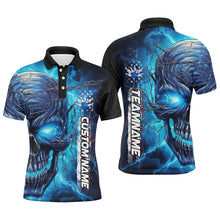 Load image into Gallery viewer, Blue Thunder Lightning Custom Bowling Team Shirts For Men, Personalized Bowling Jerseys IPHW5188