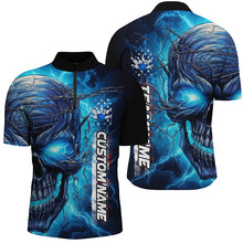 Load image into Gallery viewer, Blue Thunder Lightning Custom Bowling Team Shirts For Men, Personalized Bowling Jerseys IPHW5188