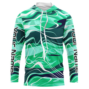 Green Water Waves Camo Custom Long Sleeve Performance Fishing Shirts For Men Women, Fishing Jerseys IPHW5865