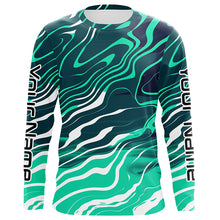 Load image into Gallery viewer, Green White Water Camo Custom Long Sleeve Tournament Fishing Shirts, Sun Protection Tournament Shirt IPHW5866