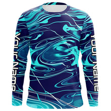 Load image into Gallery viewer, Custom Saltwater Long Sleeve Fishing Shirts Uv Protection, Sea Wave Camo Fishing Shirts IPHW5868