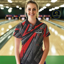 Load image into Gallery viewer, Custom Grunge Black And Red Cobra Snake Bowling Women Polo Shirts With Team Name IPHW9027