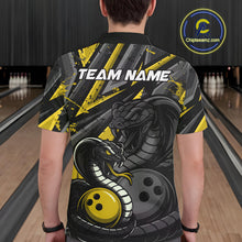 Load image into Gallery viewer, Custom Grunge Black And Yellow Cobra Snake Bowling Men Polo Shirts With Team Name IPHW9028