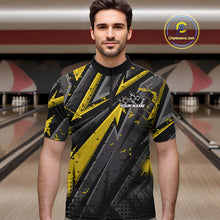 Load image into Gallery viewer, Custom Grunge Black And Yellow Cobra Snake Bowling Men Quarter-Zip Shirts With Team Name IPHW9028