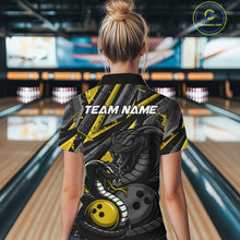 Load image into Gallery viewer, Custom Grunge Black And Yellow Cobra Snake Bowling Women Quarter-Zip Shirt With Team Name IPHW9028