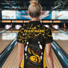 Load image into Gallery viewer, Custom Black And Yellow Cobra Snake Bowling Jerseys, Bowling Team Women Quarter-Zip Shirt IPHW9038