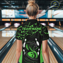 Load image into Gallery viewer, Custom Black And Green Cobra Snake Bowling Jerseys, Bowling Team Women Quarter-Zip Shirts IPHW9039