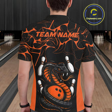 Load image into Gallery viewer, Custom Black And Orange Cobra Snake Bowling Jerseys, Bowling Team Men Polo Shirts IPHW9040