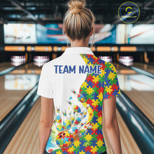 Load image into Gallery viewer, Custom Colorful Autism Awareness Bowling Team Women Shirt, Puzzles Bowling Shirt IPHW11197