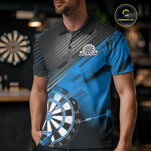 Load image into Gallery viewer, Custom Grunge Blue Dartboard Dart Team Polo Shirts For Men, Dart Players Jerseys IPHW9975