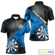 Load image into Gallery viewer, Custom Grunge Blue Dartboard Dart Team Polo Shirts For Men, Dart Players Jerseys IPHW9975