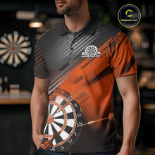 Load image into Gallery viewer, Custom Grunge Orange Dartboard Dart Team Polo Shirts For Men, Dart Players Jerseys IPHW9976