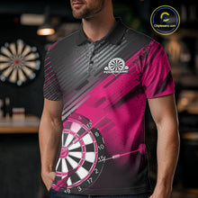 Load image into Gallery viewer, Custom Grunge Pink Dartboard Dart Team Polo Shirts For Men, Dart Players Jerseys IPHW9978
