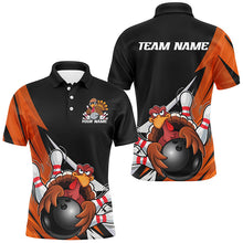 Load image into Gallery viewer, Black And Orange Custom Funny Turkey Bowling Team Shirts For Men, Thanksgiving Bowling Outfit IPHW7877