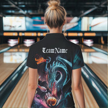 Load image into Gallery viewer, Blue Smoke Custom Dragon Bowling Team Quarter-Zip Shirt For Women, Bowling Tournament Shirt IPHW8322